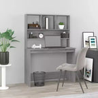 vidaXL Bureau Gris Béton Bois d'ingénierie 102 x 45 x 148 cm Bureau