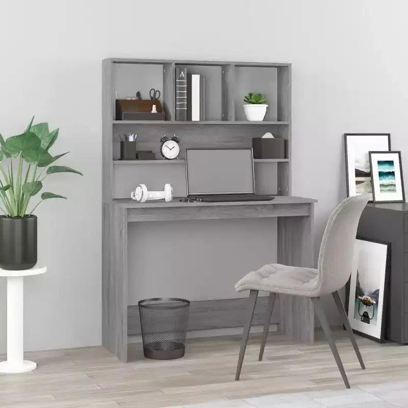 vidaXL Bureau Gris Béton Bois d'ingénierie 102 x 45 x 148 cm Bureau