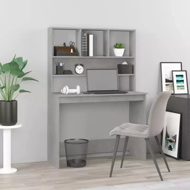 vidaXL Bureau Gris Béton Bois d'ingénierie 102 x 45 x 148 cm Bureau