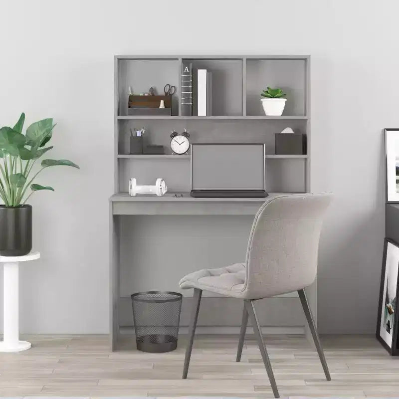 vidaXL Bureau Gris Béton Bois d'ingénierie 102 x 45 x 148 cm Bureau