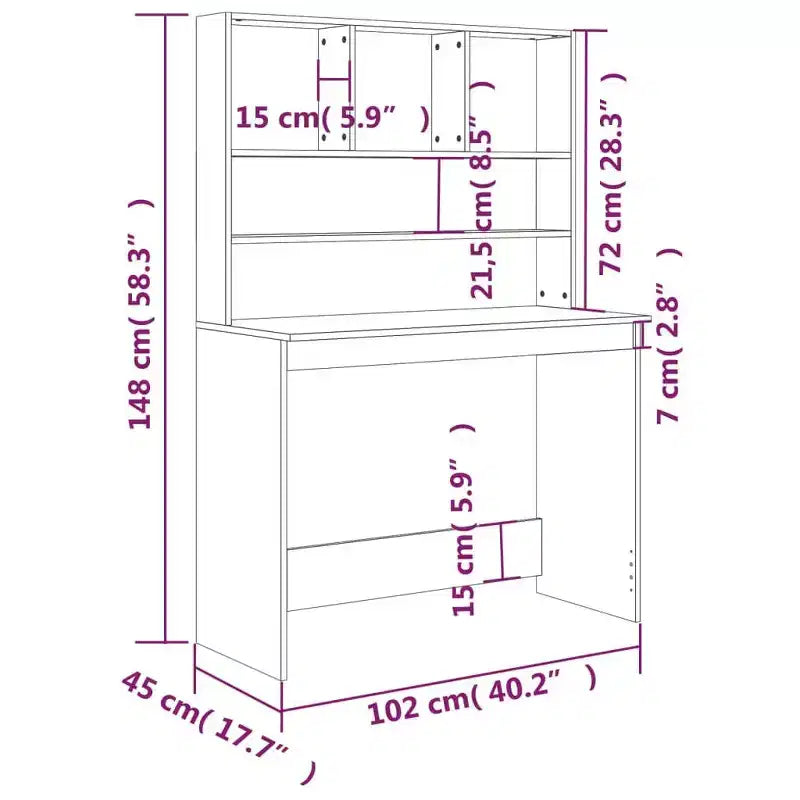 vidaXL Bureau Gris Béton Bois d'ingénierie 102 x 45 x 148 cm Bureau