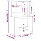 vidaXL Bureau Gris Béton Bois d'ingénierie 102 x 45 x 148 cm Bureau