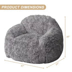 Pouf géant en fausse fourrure douce avec accoudoirs, garni de mousse, confortable pour la chambre, le salon, la lecture et les jeux