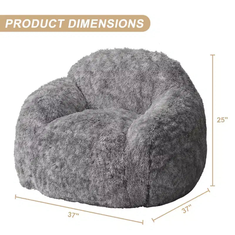 Pouf géant en fausse fourrure douce avec accoudoirs, garni de mousse, confortable pour la chambre, le salon, la lecture et les jeux