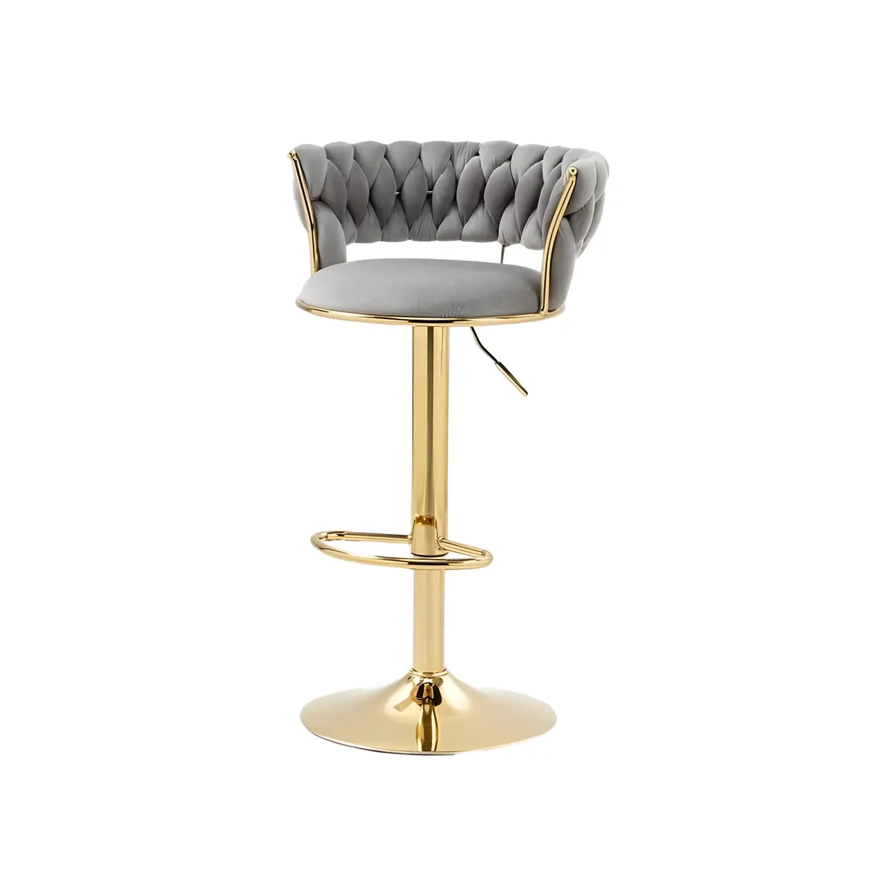 Tabouret de bar réglable pivotant à dossier bas et base dorée