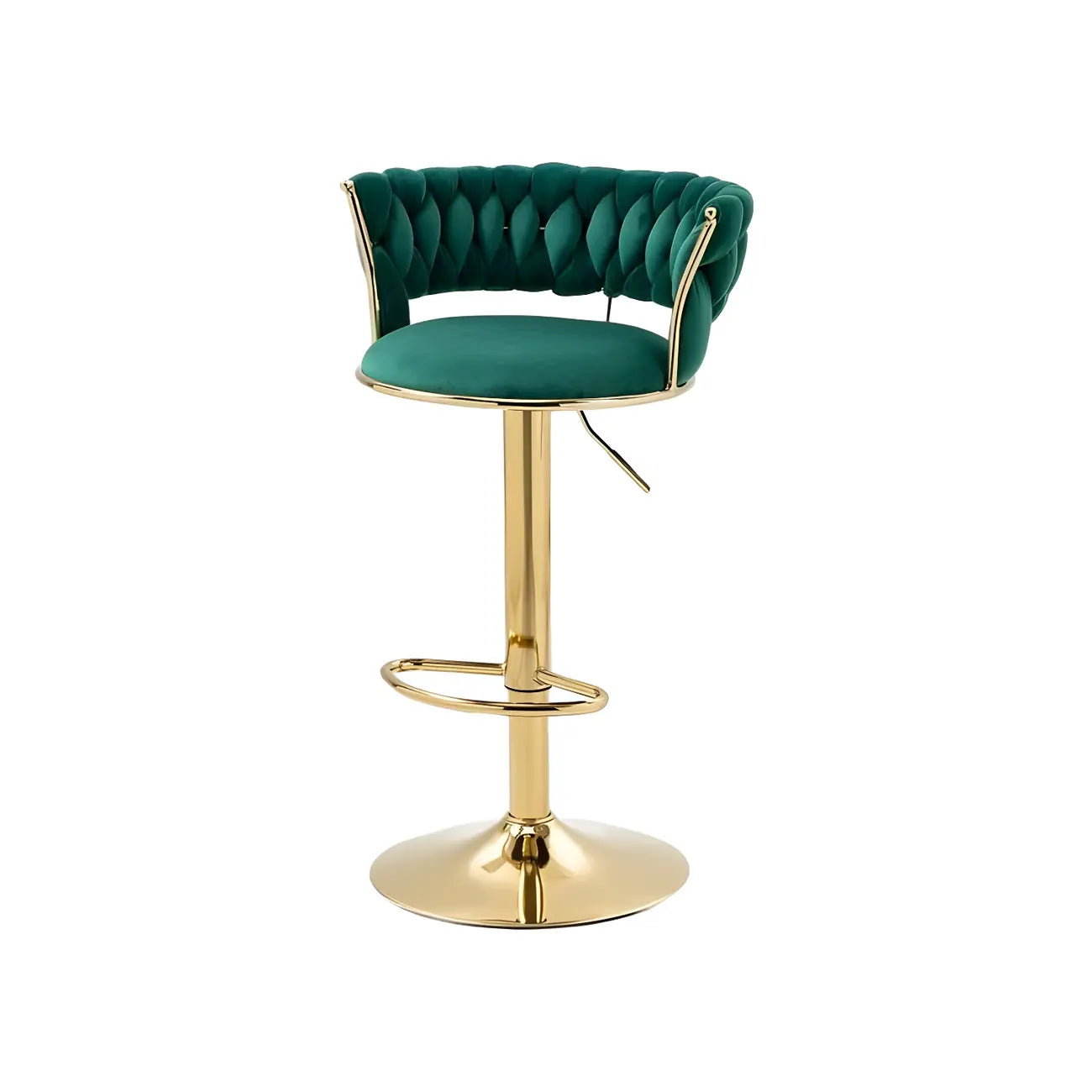 Tabouret de bar réglable pivotant à dossier bas et base dorée
