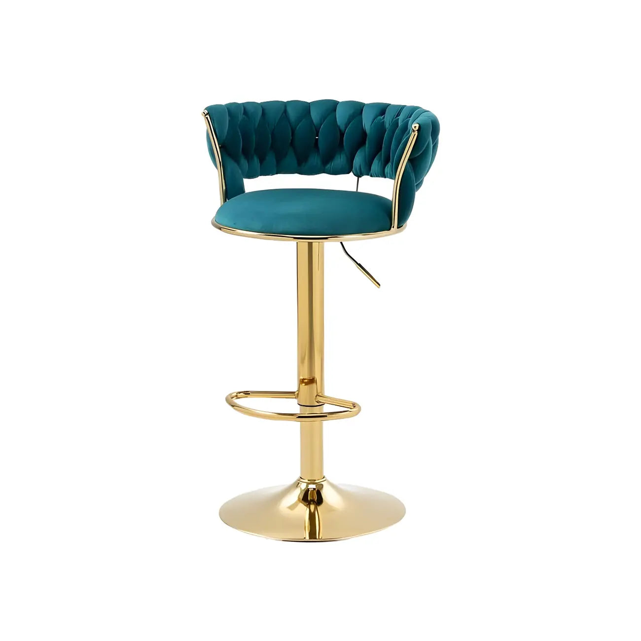 Tabouret de bar réglable pivotant à dossier bas et base dorée