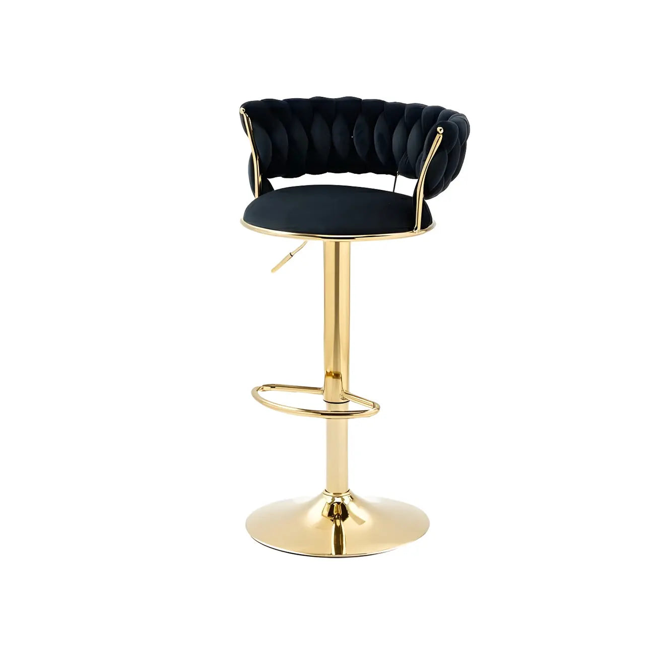 Tabouret de bar réglable pivotant à dossier bas et base dorée