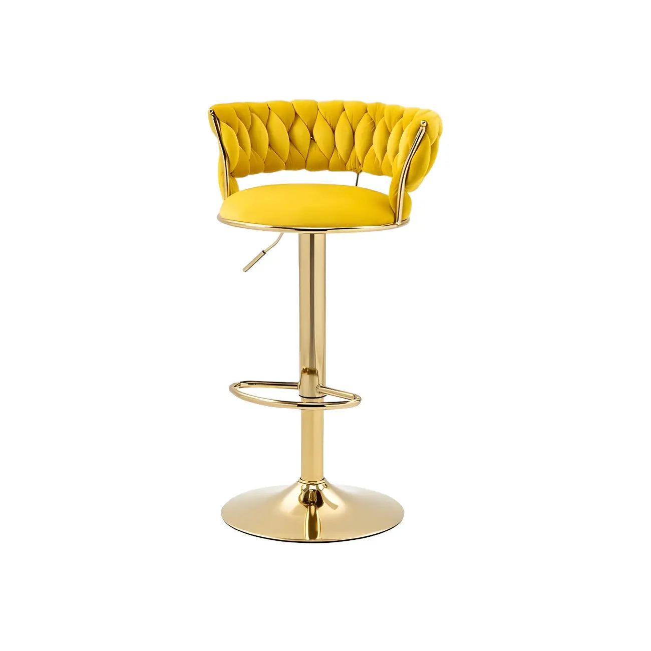 Tabouret de bar réglable pivotant à dossier bas et base dorée