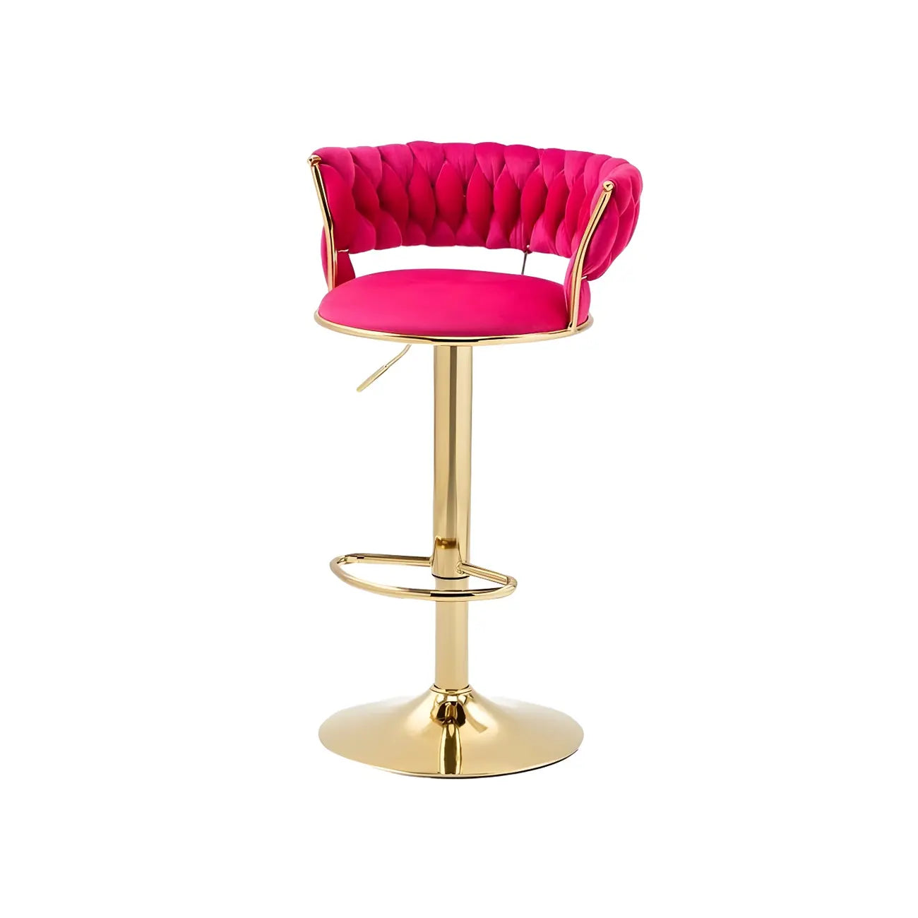 Tabouret de bar réglable pivotant à dossier bas et base dorée
