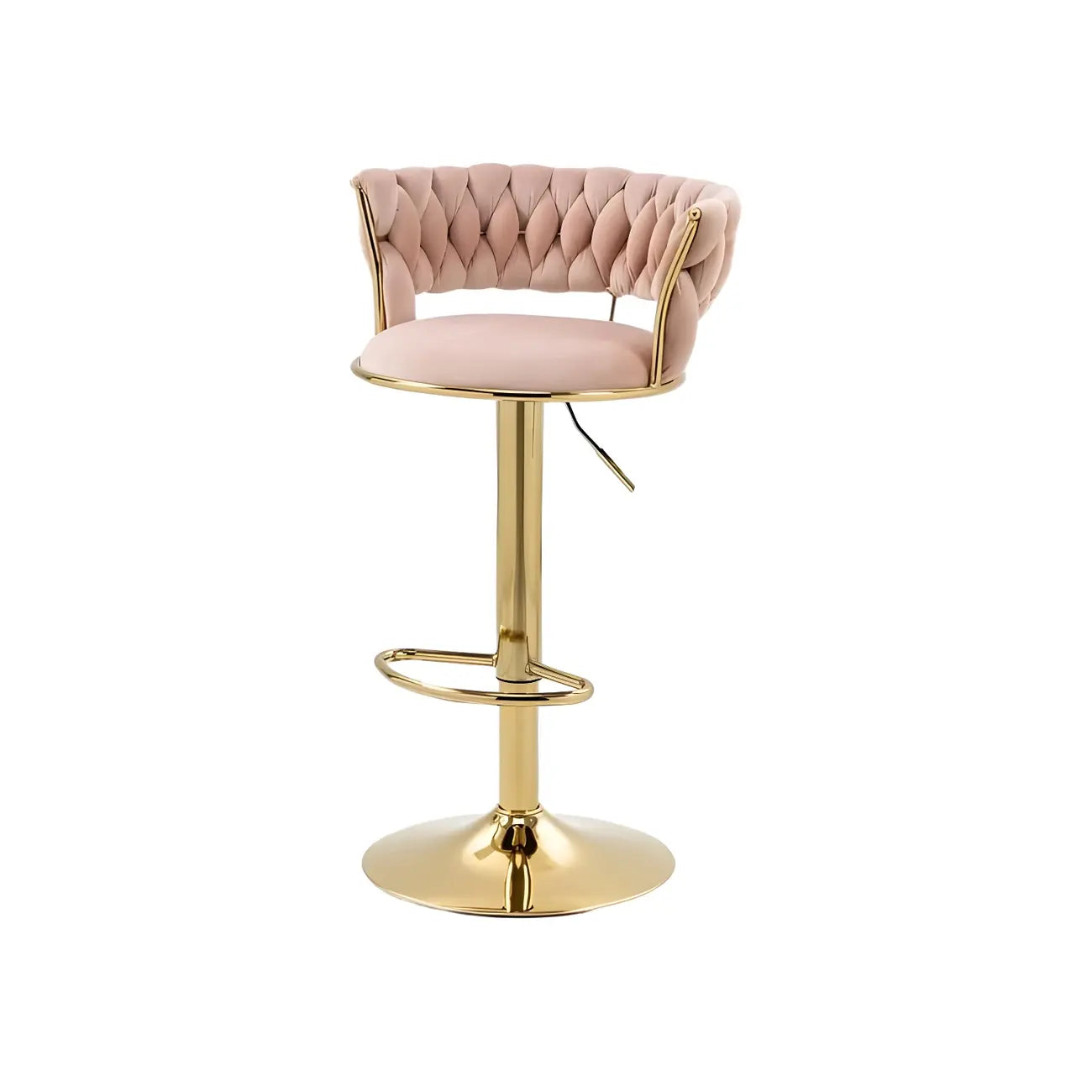 Tabouret de bar réglable pivotant à dossier bas et base dorée