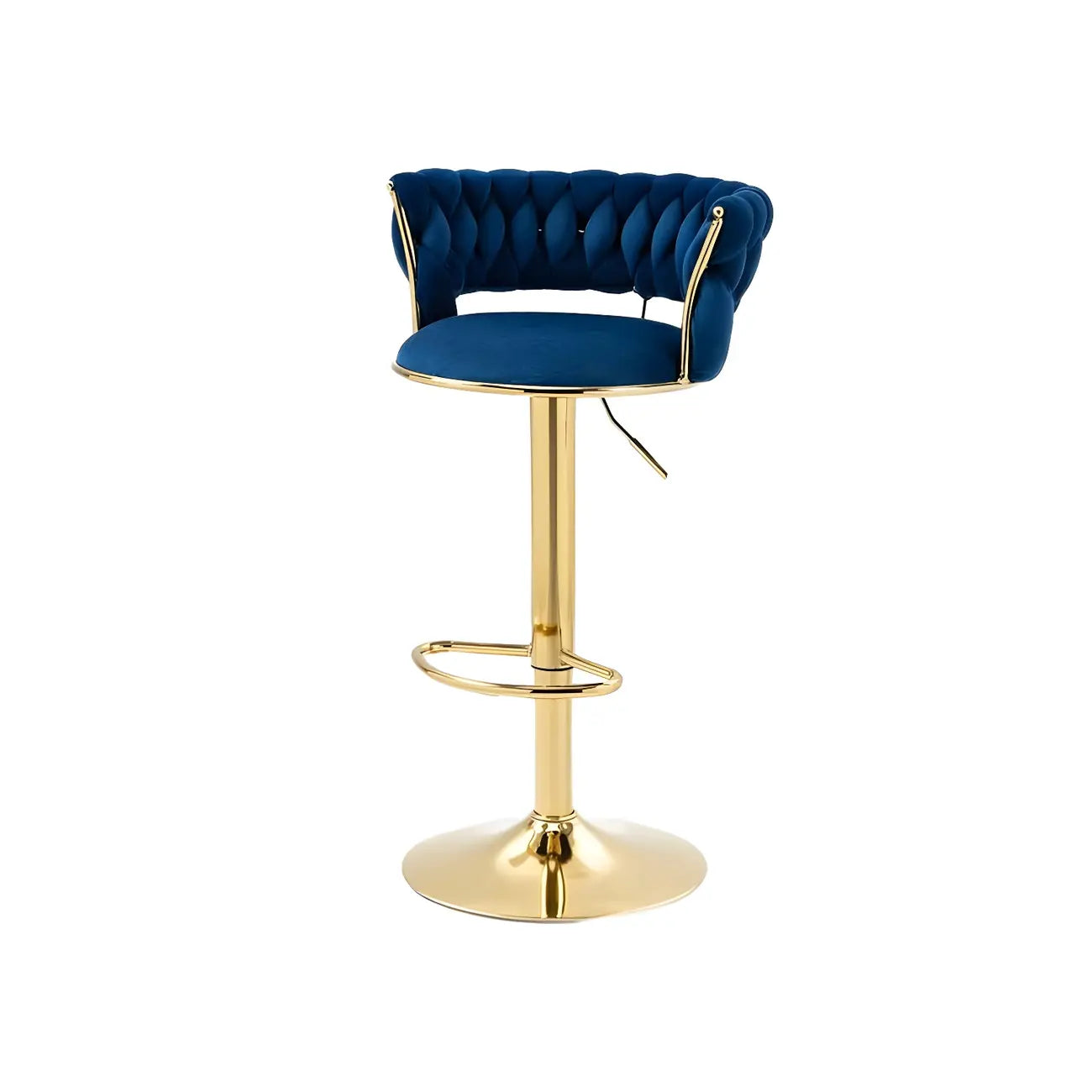 Tabouret de bar réglable pivotant à dossier bas et base dorée