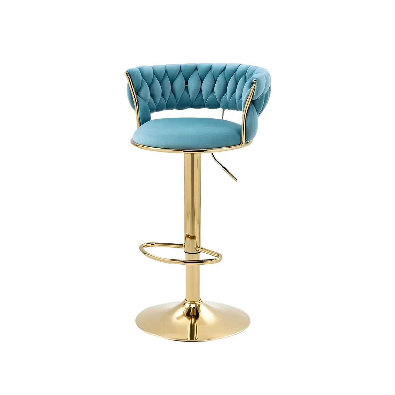 Tabouret de bar réglable pivotant à dossier bas et base dorée