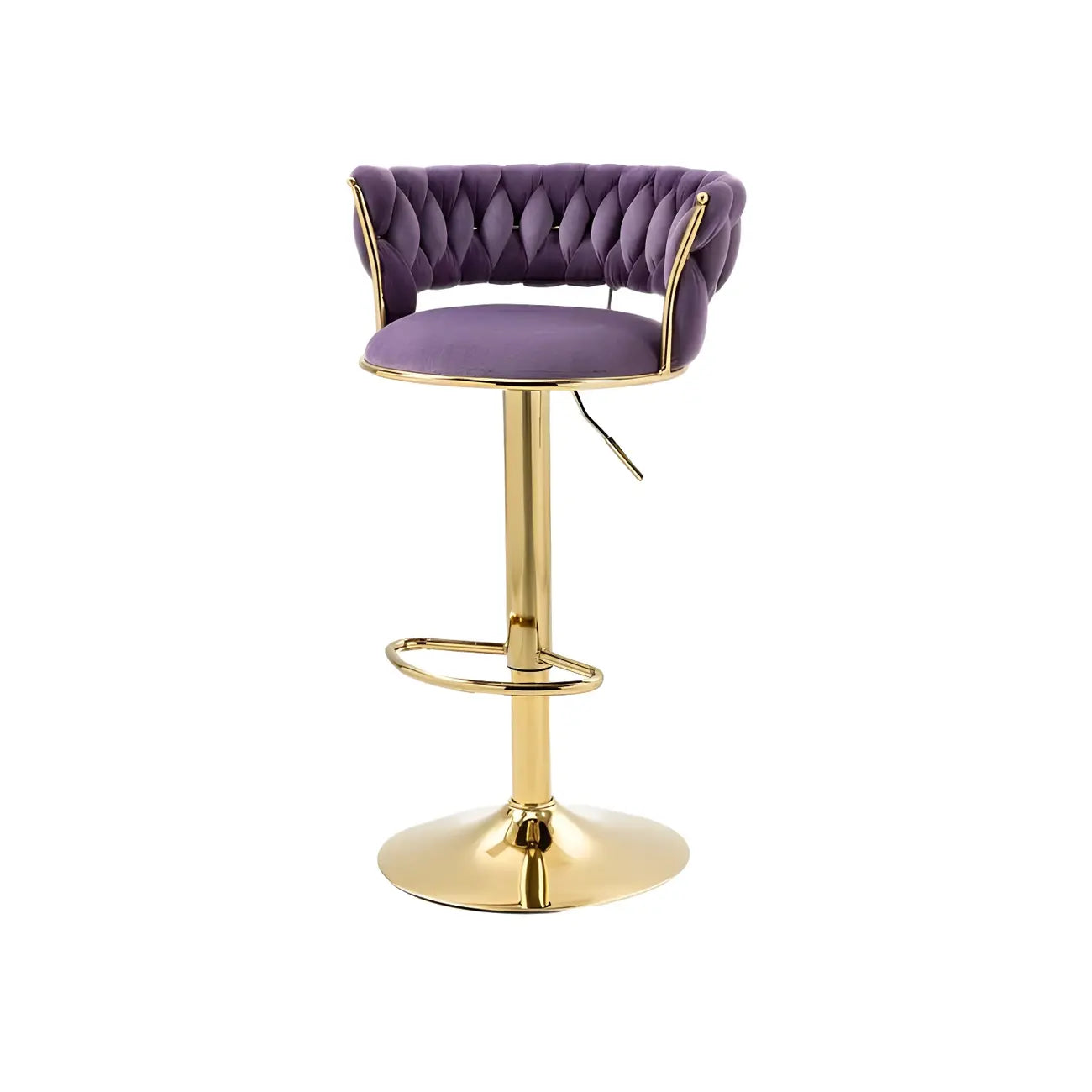 Tabouret de bar réglable pivotant à dossier bas et base dorée