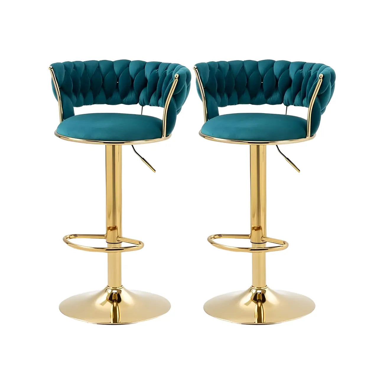 Tabouret de bar réglable pivotant à dossier bas et base dorée