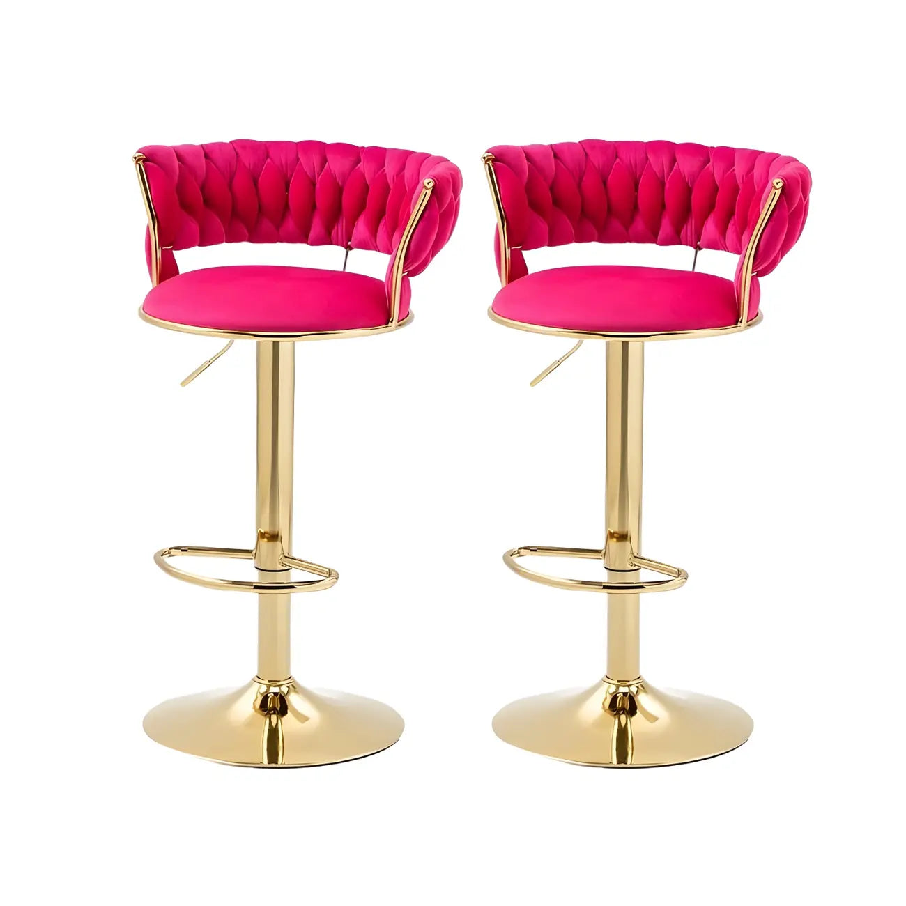 Tabouret de bar réglable pivotant à dossier bas et base dorée
