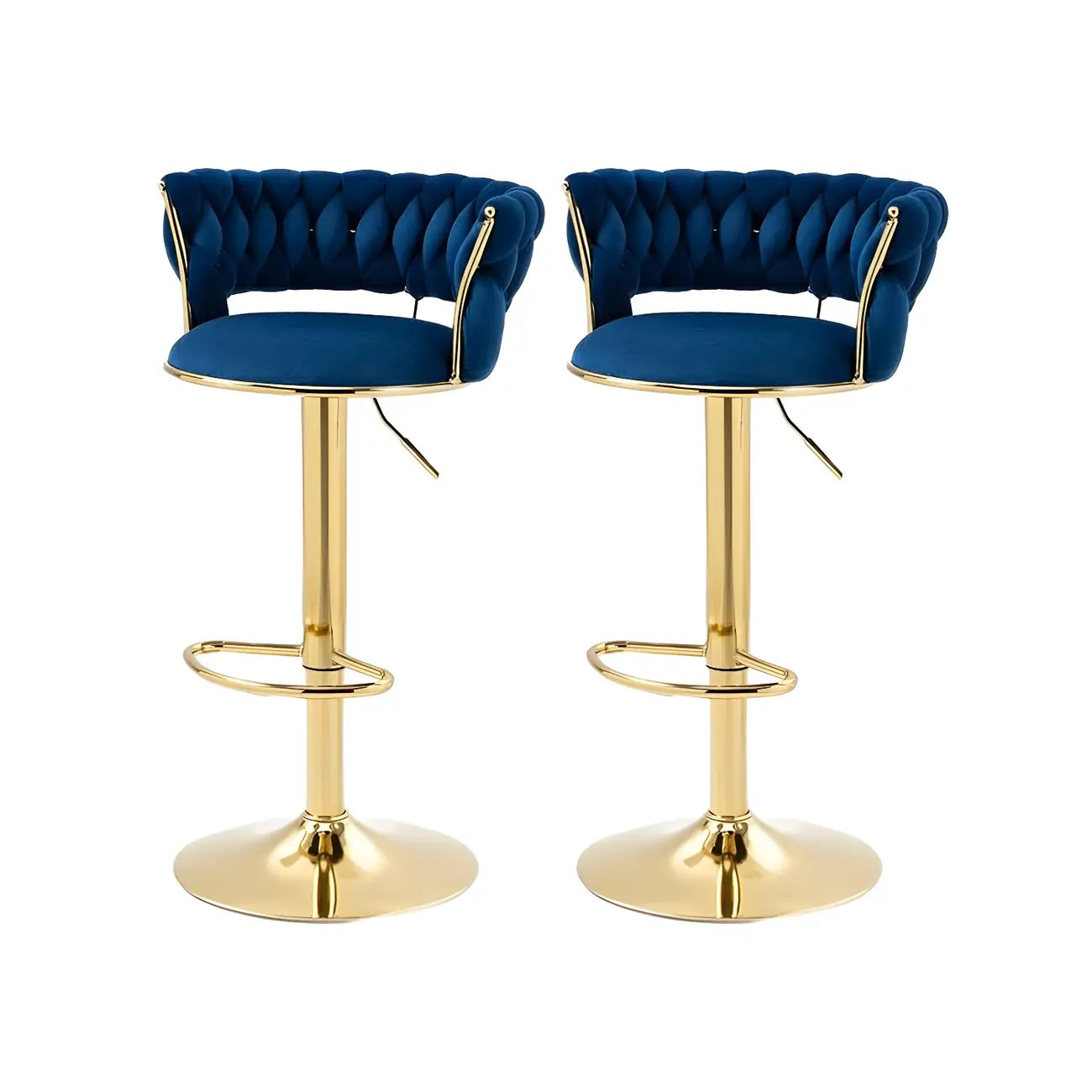 Tabouret de bar réglable pivotant à dossier bas et base dorée