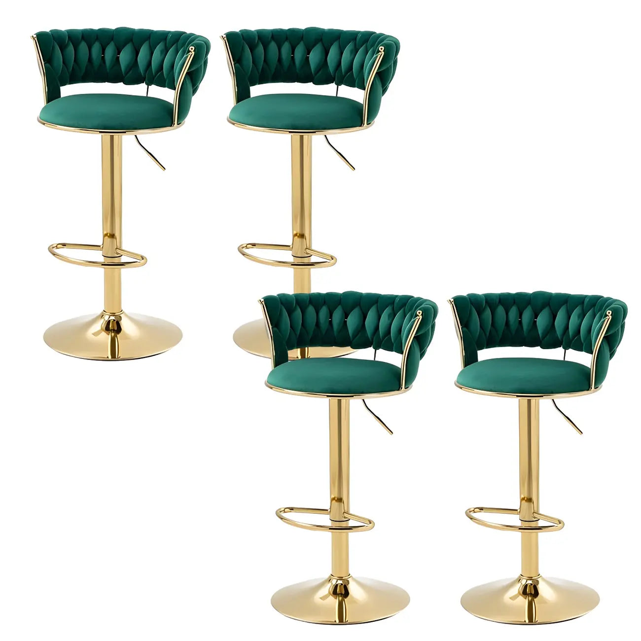 Tabouret de bar réglable pivotant à dossier bas et base dorée