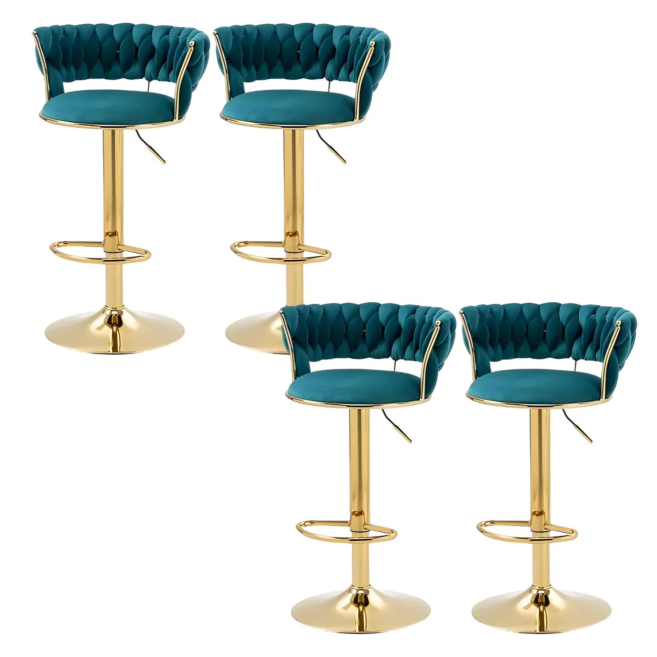 Tabouret de bar réglable pivotant à dossier bas et base dorée