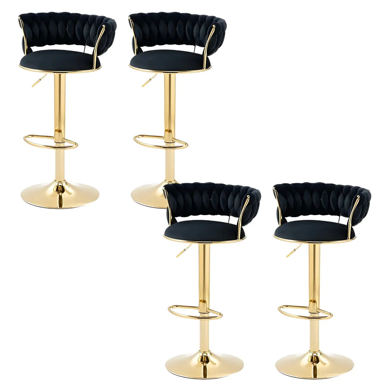 Tabouret de bar réglable pivotant à dossier bas et base dorée