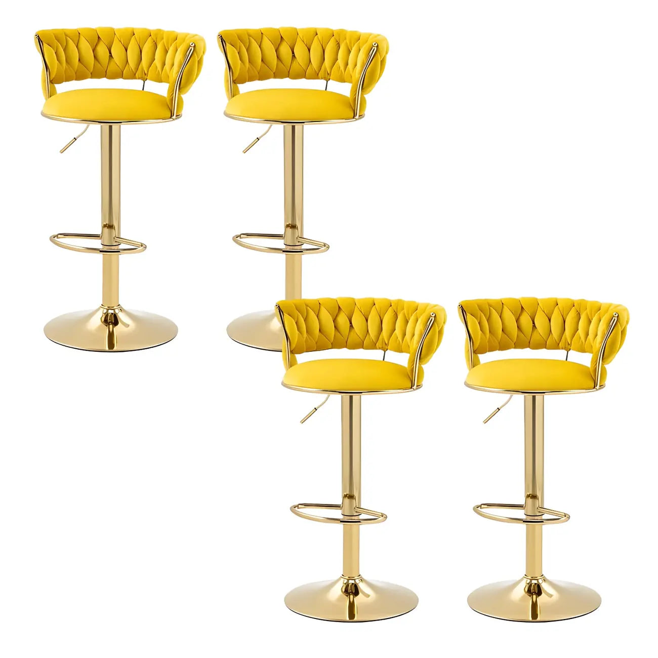 Tabouret de bar réglable pivotant à dossier bas et base dorée