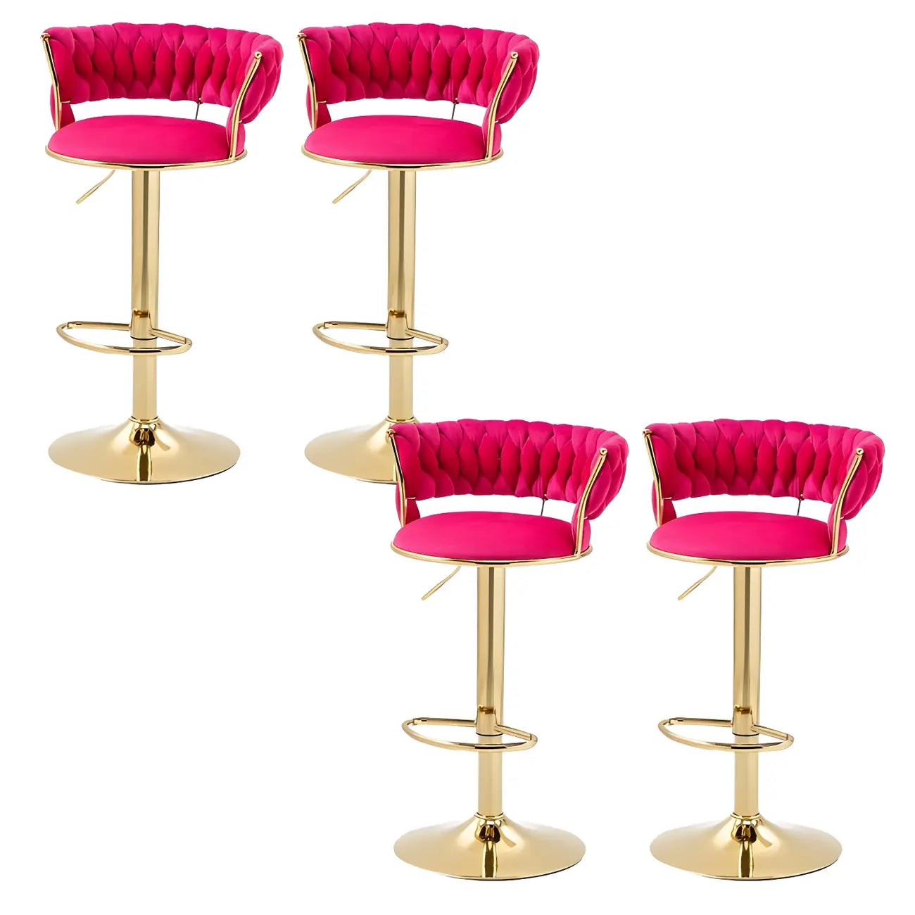 Tabouret de bar réglable pivotant à dossier bas et base dorée