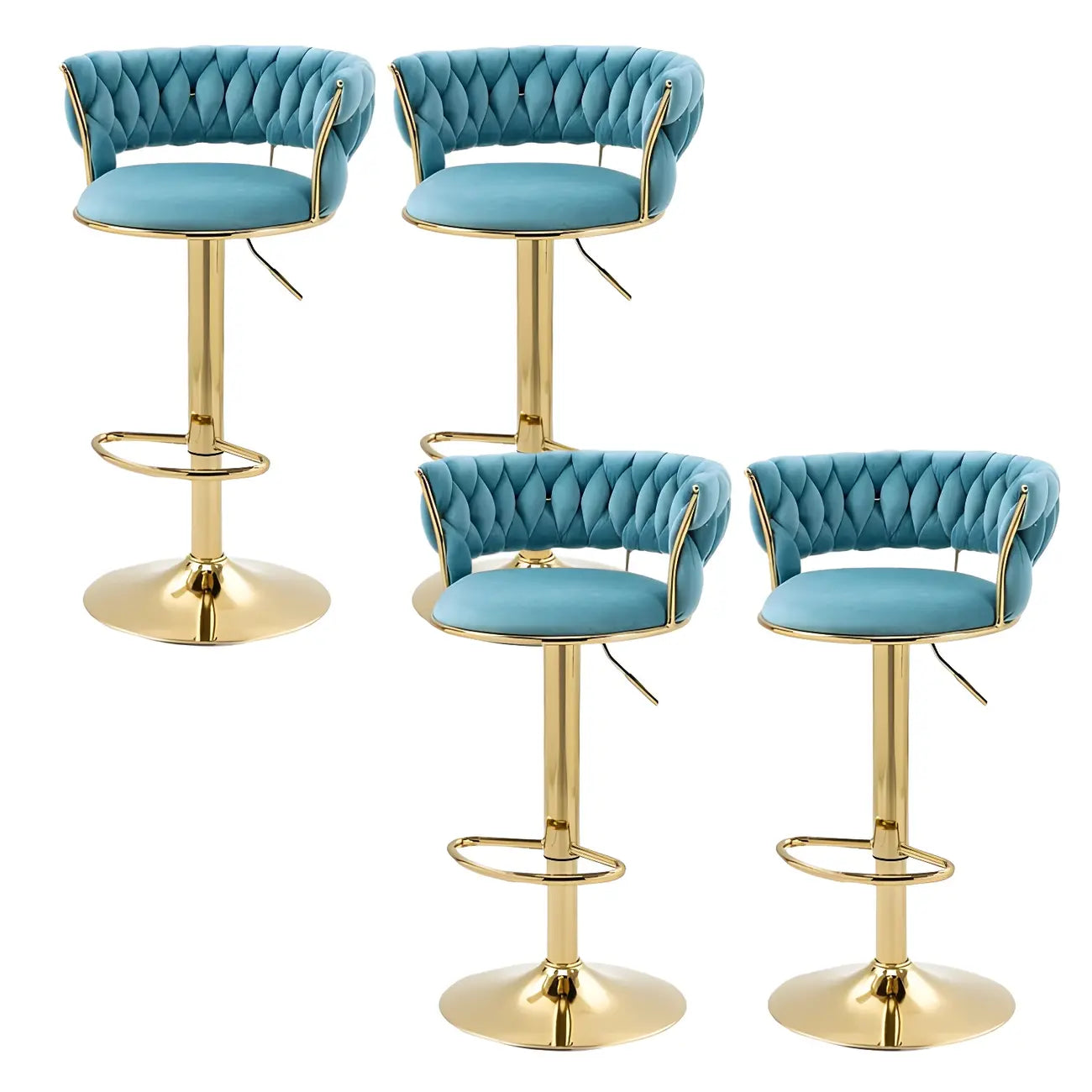Tabouret de bar réglable pivotant à dossier bas et base dorée