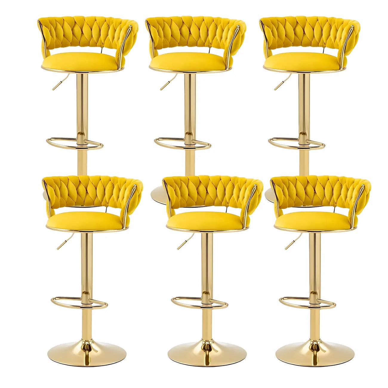 Tabouret de bar réglable pivotant à dossier bas et base dorée