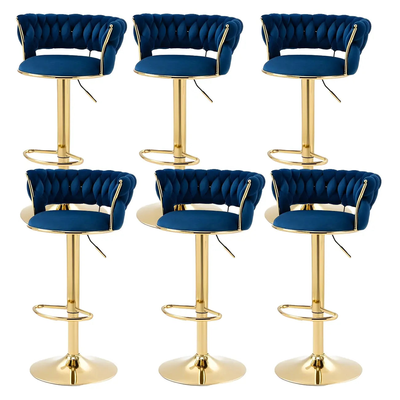 Tabouret de bar réglable pivotant à dossier bas et base dorée