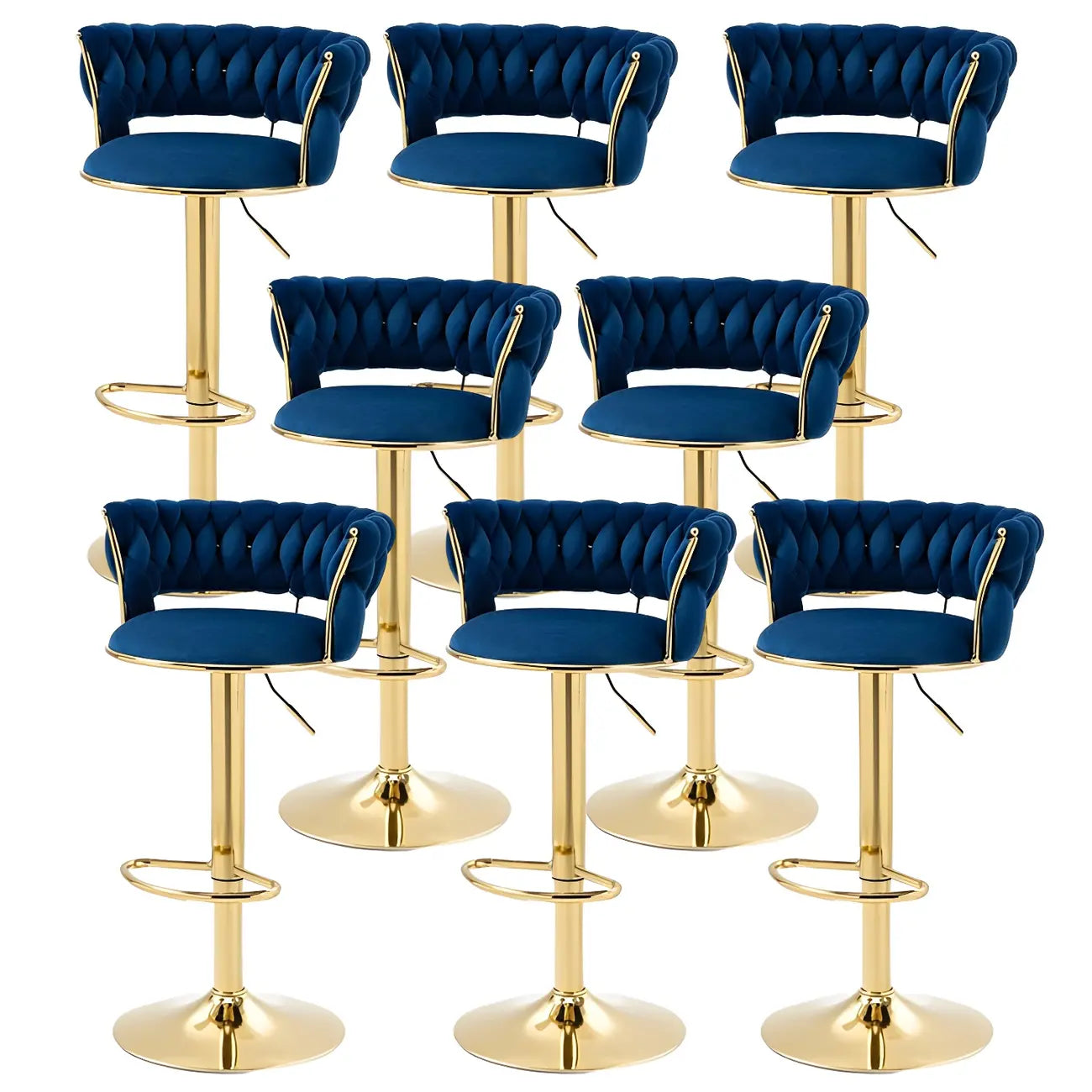 Tabouret de bar réglable pivotant à dossier bas et base dorée