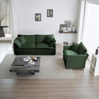 Ensemble de canapé 3 pièces en chenille avec coussins d'accoudoir et coussins décoratifs, incluant 2 fauteuils et un canapé 2 places