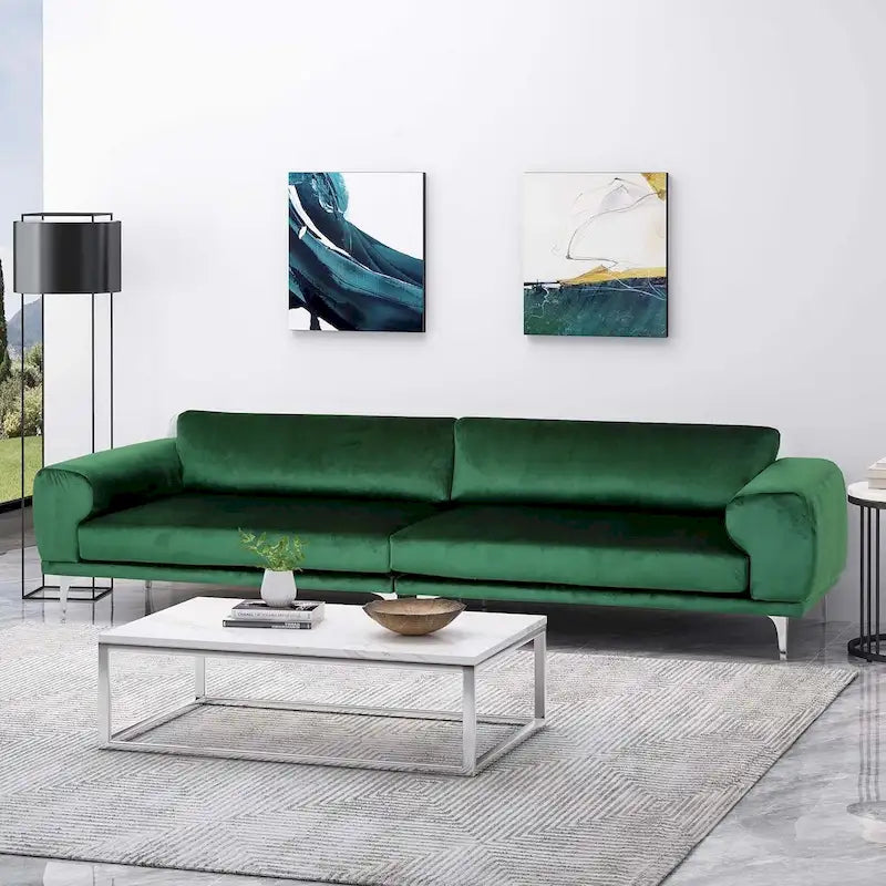 Canapé 4 places Emerald 111 en velours moderne avec pieds en métal et cadre solide