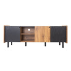 Meuble TV Mid-Century avec 3 armoires, console multimédia pour téléviseurs jusqu'à 70 pouces, centre de divertissement avec rangement