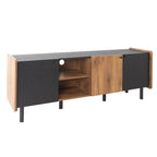 Meuble TV Mid-Century avec 3 armoires, console multimédia pour téléviseurs jusqu'à 70 pouces, centre de divertissement avec rangement