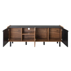 Meuble TV Mid-Century avec 3 armoires, console multimédia pour téléviseurs jusqu'à 70 pouces, centre de divertissement avec rangement