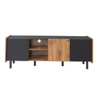 Meuble TV Mid-Century avec 3 armoires, console multimédia pour téléviseurs jusqu'à 70 pouces, centre de divertissement avec rangement