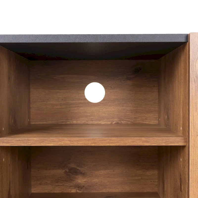 Meuble TV Mid-Century avec 3 armoires, console multimédia pour téléviseurs jusqu'à 70 pouces, centre de divertissement avec rangement