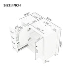 Meuble-lavabo moderne de 36 pouces avec évier, 2 armoires, 2 poignées métalliques et rails de tiroir coulissants, convient pour salle de bain ou dressing