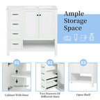 Meuble-lavabo moderne de 36 pouces avec évier, 2 armoires, 2 poignées métalliques et rails de tiroir coulissants, convient pour salle de bain ou dressing