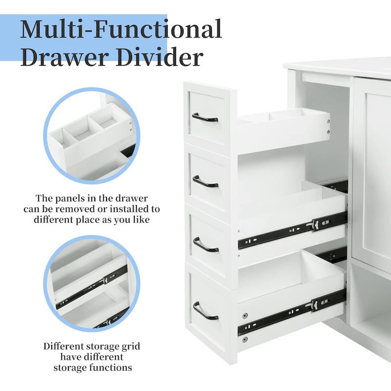 Meuble-lavabo moderne de 36 pouces avec évier, 2 armoires, 2 poignées métalliques et rails de tiroir coulissants, convient pour salle de bain ou dressing