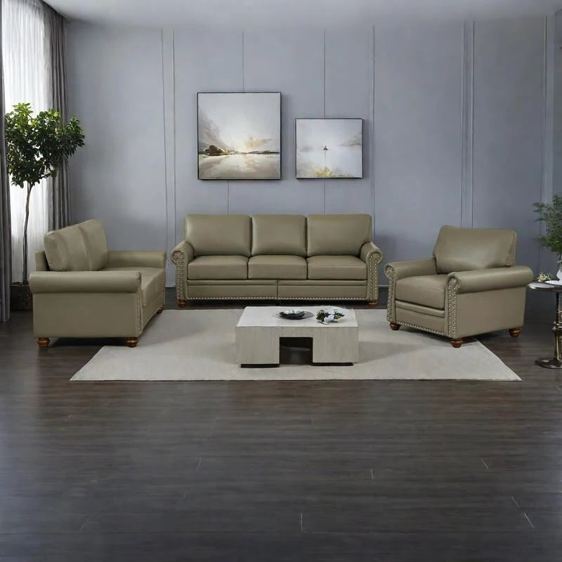 Ensemble de canapés 3 pièces en similicuir style Mid-Century Modern avec rangement, 1+2+3 places