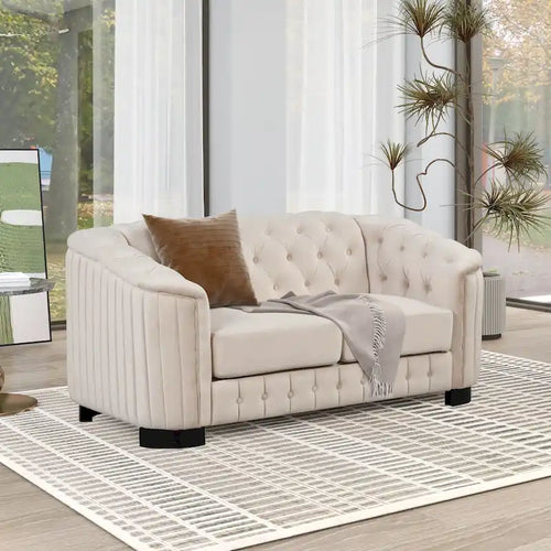 64.3 Canapé deux places en velours, canapé deux places moderne avec coussin d'assise épais amovible, canapé deux places pour 2 personnes