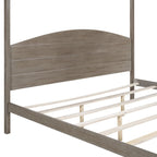 Lit plateforme à baldaquin King Size en pin avec tête de lit classique en bois, cadre de lit rembourré, aucun sommier tapissier requis, montage facile