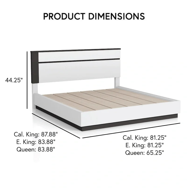 Ensemble de chambre à coucher 3 pièces moderne en bois blanc Conjira Furniture of America