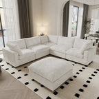 Canapé modulaire sectionnel, canapé convertible en V pour salon, canapé modulaire confortable 5 places avec méridienne et ottoman.
