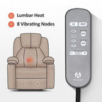 Fauteuil inclinable électrique grand format en cuir MCombo avec massage, chauffage, porte-gobelets, repose-pieds étendu, cuir 7516