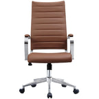 Chaise de bureau moderne haute avec dossier haut, en similicuir PU, pivotante, inclinable, réglable, avec coussin, modèle de designer, pour dirigeant