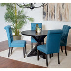 Ensemble de salle à manger rond 5 pièces, ensemble de meubles de salle à manger avec table à manger en croix et 4 chaises rembourrées