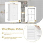 Garde-manger de cuisine autoportant avec 2 tiroirs, meuble de rangement avec 8 étagères de porte, armoires avec 2 étagères réglables