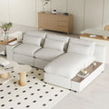 Canapé d'angle 3 places beige 109,8 L avec compartiments de rangement